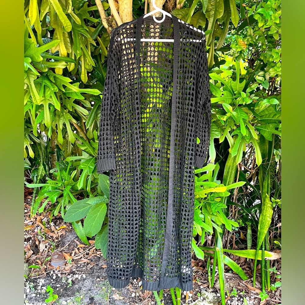Long Black Coverup Cardigan